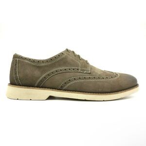 Bostonian Taupe / Grey Leather Lace Up Wingtip Oxfords Shoes Men's 10 M